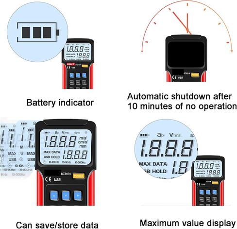محلل اهتزاز عالي الدقة، مقياس اهتزاز رقمي مع شاشة LCD بإضاءة خلفية، تخزين وقراءة ونقل وطباعة البيانات، موجه الجهد المنخفض in Saudi Arabia