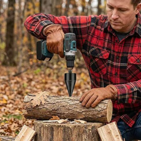 6 Pcs Firewood Log Splitter Drill Bit Set, 42mm+32mm Kindling Splitter Drill Detachable Design 4 Drill Attachments Efficiently for Dry Soft Woods in Saudi Arabia