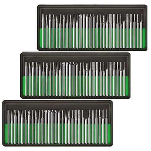 Rymin Diamond Burr Bits,Carving Burr Bits,Drill Kit for Rotary Tool Metal, Woodworking Router Grinding Engraving Carving- 3/32"(2.35mm) Shank Pack of 90Pcs/ 3 Sets in Saudi Arabia