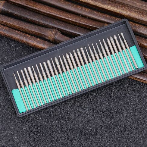 Rymin Diamond Burr Bits,Carving Burr Bits,Drill Kit for Rotary Tool Metal, Woodworking Router Grinding Engraving Carving- 3/32"(2.35mm) Shank Pack of 90Pcs/ 3 Sets in Saudi Arabia