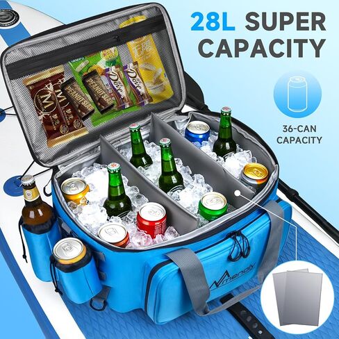 MENOLY Paddle Board Accessories Cooler, 28L Sup Kayak Deck Cooler Bag Fit 36 Cans with Waterproof Phone Pouch, Adjustable Strap, Bottle Opener for Paddleboarding, Kayaking, Camping in Kuwait