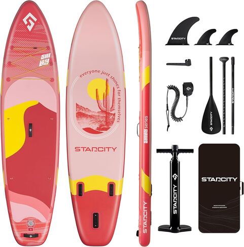 Starcity 11'x34*6" Blow Up Paddle Board, Inflatable Paddle Board, Spacious and Stable, Anti Slip and Easy to Operate, Large Size Suitable for Single Person/Family/Pet Use in Kuwait