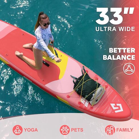 Starcity 11'x34*6" Blow Up Paddle Board, Inflatable Paddle Board, Spacious and Stable, Anti Slip and Easy to Operate, Large Size Suitable for Single Person/Family/Pet Use in Kuwait