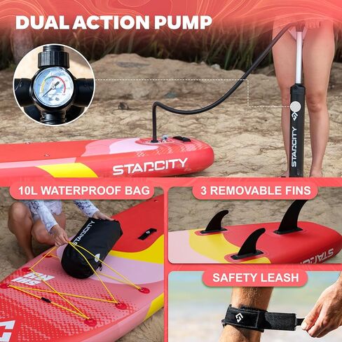 Starcity 11'x34*6" Blow Up Paddle Board, Inflatable Paddle Board, Spacious and Stable, Anti Slip and Easy to Operate, Large Size Suitable for Single Person/Family/Pet Use in Kuwait