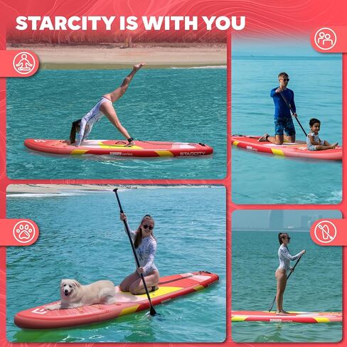 Starcity 11'x34*6" Blow Up Paddle Board, Inflatable Paddle Board, Spacious and Stable, Anti Slip and Easy to Operate, Large Size Suitable for Single Person/Family/Pet Use in Kuwait