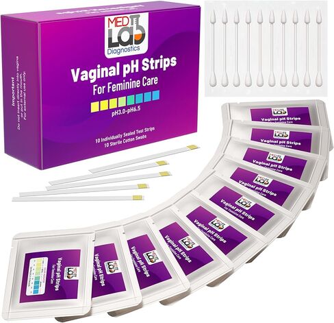 مجموعة شرائط اختبار درجة الحموضة المهبلية للنساء (10 قطع) مغلفة بشكل فردي لتوازن درجة الحموضة، والتهاب المهبل البكتيري (BV)، وعدوى الخميرة، وانقطاع الطمث in Kuwait