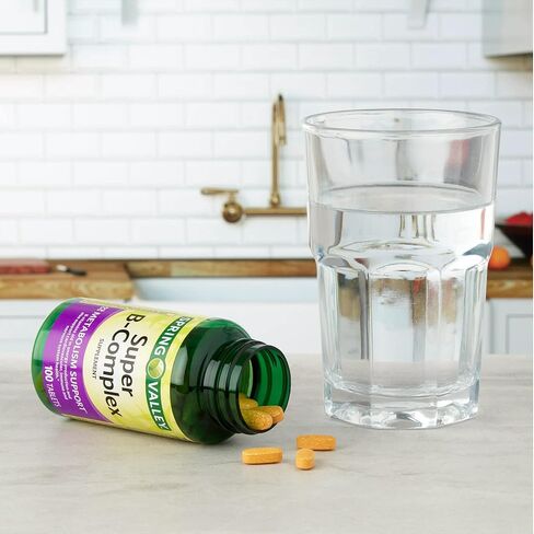 حزمة دعم الطاقة من سبرينج فالي سوبر بي كومبلكس 100 قرص مع فك تشفير 45 مرض السكري من لوال in Kuwait