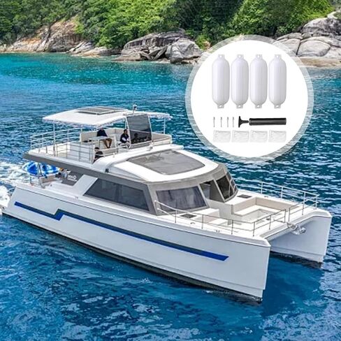 Boat Fenders, 4 Pack 10 X 30 Inches Ribbed Twin Eyes Boat Fenders Bumpers for Docking, Pontoon Boat fenders Bumper with 4 Ropes, 1 Air Pump and 4 Needles in Saudi Arabia