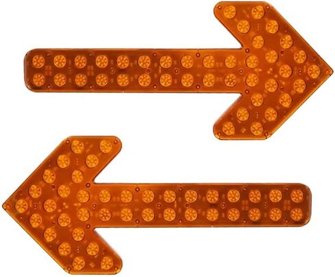2-Pack LED Arrow Traffic Sign, Waterproof Flashing Arrow Board For Watering Cart,Sweeper Work Car,Construction Car(Amber,60cm) in Saudi Arabia