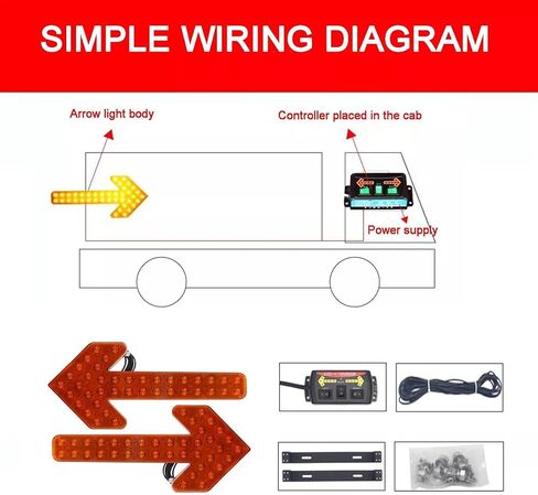 2-Pack LED Arrow Traffic Sign, Waterproof Flashing Arrow Board For Watering Cart,Sweeper Work Car,Construction Car(Amber,60cm) in Saudi Arabia