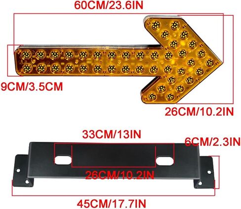 2-Pack LED Arrow Traffic Sign, Waterproof Flashing Arrow Board For Watering Cart,Sweeper Work Car,Construction Car(Amber,60cm) in Saudi Arabia