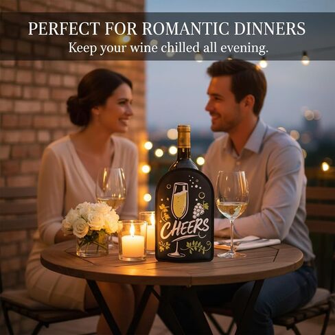 Gel Wine Cooler Sleeve & Holder - Freestanding Wine Bottle Cooler for Red, White, Sparkling Wine and Champagne, Portable Ice Wine Sleeve Carrier with Reusable Cooling Gel in Kuwait