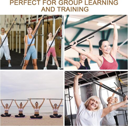 6 مجموعات من عصا اليوجا بطول 5 أقدام وعصي تمديد قابلة للتعديل، عصا تمرين سوداء مع أطراف مطاطية مضادة للانزلاق، أداة تمدد لتصحيح الوضعية للتدريب على الحركة والتمرين وتوازن اللياقة البدنية (لكل مجموعة 5 أقدام، أسود) in Kuwait