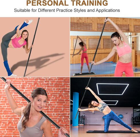 6 مجموعات من عصا اليوجا بطول 5 أقدام وعصي تمديد قابلة للتعديل، عصا تمرين سوداء مع أطراف مطاطية مضادة للانزلاق، أداة تمدد لتصحيح الوضعية للتدريب على الحركة والتمرين وتوازن اللياقة البدنية (لكل مجموعة 5 أقدام، أسود) in Kuwait