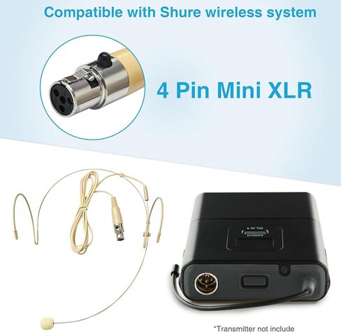 5 Pack Headset/Headworn Microphone Double Over Ear Earset Micophone for Singing Hands-Free Head Hanging Condenser Omnidirectional Mic for Shure,4 Pin Mini XLR,1.5M Cable,Windscreen in Saudi Arabia