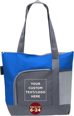 خصم العروض الترويجية المخصصة Go Getter Sport Tote Beach Pags - 24 Pack - شعار مخصص ، نص - Disc Golf ، حقيبة مغامرات في الهواء الطلق مع جيب السوستة - الأزرق in Saudi Arabia
