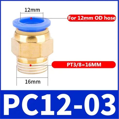PC تركيب هوائي موصل 4-m5 4-M6 4 مللي متر 6 مللي متر 8 مللي متر 10 مللي متر 12 مللي متر موضوع 1/4 1/2 1/8 3/8 خرطوم مضغوط أنبوب الأنابيب 50 قطعة (12-03) in Kuwait