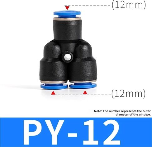 PE PY4 6 8 10 12mm T Y Shaped 3 Way Port Pneumatic Pipe Connector Tube Hose Fittings 30/50Pcs(Py12,30pcs) in Saudi Arabia