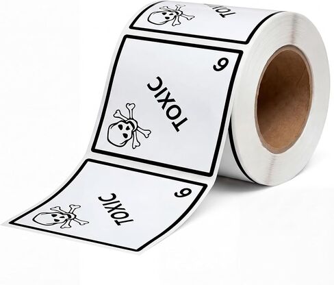 500 PCS Hazard Class 6 Toxic Labels - 4 x 4 Inch Square Poison Adhesive Labels for Industrial, Laboratory, Transportation in Kuwait