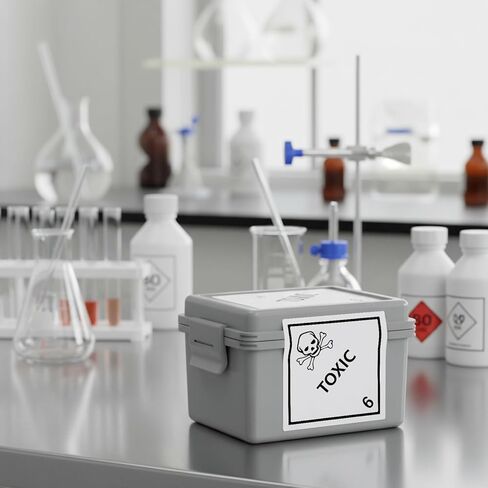 500 PCS Hazard Class 6 Toxic Labels - 4 x 4 Inch Square Poison Adhesive Labels for Industrial, Laboratory, Transportation in Kuwait