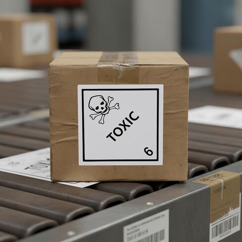 500 PCS Hazard Class 6 Toxic Labels - 4 x 4 Inch Square Poison Adhesive Labels for Industrial, Laboratory, Transportation in Kuwait