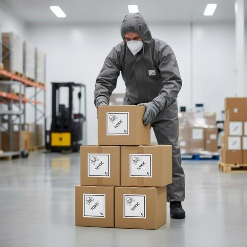 500 PCS Hazard Class 6 Toxic Labels - 4 x 4 Inch Square Poison Adhesive Labels for Industrial, Laboratory, Transportation in Kuwait