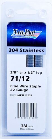 71/12SS 22 Ga 1/2" ساق x 3/8" تاج دبابيس أسلاك رفيعة من الفولاذ المقاوم للصدأ، عدد 1000 in Kuwait