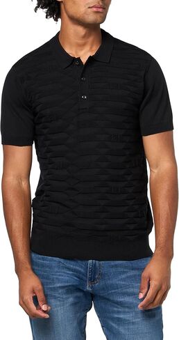 KARL LAGERFELD Men's Henley Short Sleeve Fitted Knit Sweater in Saudi Arabia