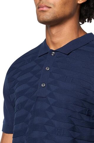 KARL LAGERFELD Men's Henley Short Sleeve Fitted Knit Sweater in Saudi Arabia