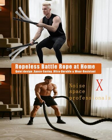 Basan Ropeless Battle Rope for Home Gym,Heave Duty Home Gym cordless Battle Rope for Advanced Fitness Training, Low-Impact Cardio Training Durable Core Strength Arm Muscle Builder Ropes in Saudi Arabia