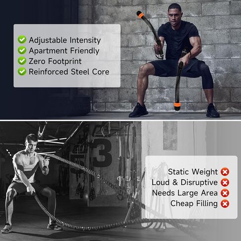 Adjustable Ropeless Battle Ropes, Portable Training Ropes for Home Gym, Quiet Air Resistance Heavy Duty Cordless Battle Rope, Versatile Exercise Equipment for Indoor and Travel Exercise in Saudi Arabia