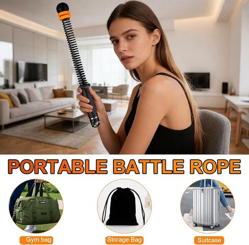 Ropeless Battle Ropes Adjustable Weight, Portable Cordless Battle Ropes for Home Gym, High Calorie Burn for Men & Women, Fitness Equipment for HIIT & Low-Impact Aerobic Training in Saudi Arabia