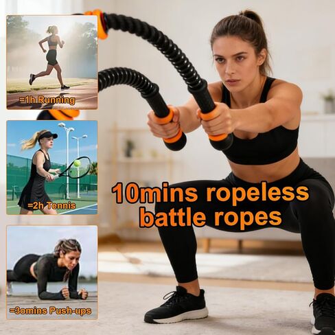 Ropeless Battle Ropes Adjustable Weight, Portable Cordless Battle Ropes for Home Gym, High Calorie Burn for Men & Women, Fitness Equipment for HIIT & Low-Impact Aerobic Training in Saudi Arabia