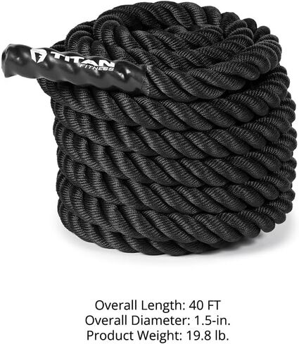 Titan Fitness Battle Rope 40ft x 1.5in, Poly Dacron Heavy Rope for Home Gym Conditioning Workouts, Cross-Train, Strength Training Exercises in Saudi Arabia