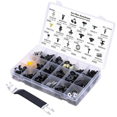 REXKA 339PCS CAR CAR CARTAINER CLIPS HABSORTMENT -18 أحجام أكثر شعبية من مسامير الدبوس التلقائي لفولكسويت - VW CLIPS VW Fender Liner Clips VW DOOR CLIPS in Kuwait