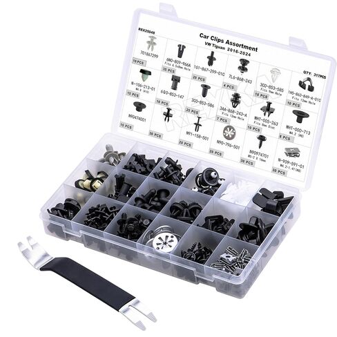 REXKA 339PCS CAR CAR CARTAINER CLIPS HABSORTMENT -18 أحجام أكثر شعبية من مسامير الدبوس التلقائي لفولكسويت - VW CLIPS VW Fender Liner Clips VW DOOR CLIPS in Kuwait