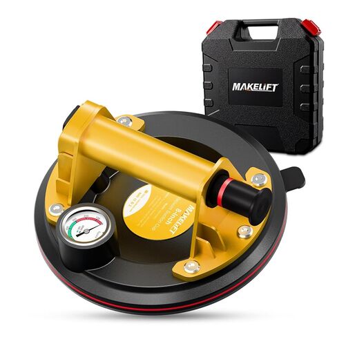 أكواب شفط للزجاج، أداة شفط للبلاط مقاس 8 بوصات، أقصى حمل 260 كجم، مقياس الضغط، منشفة وقفازات، رافع فراغ عالي التحمل للنوافذ والزجاج الأمامي والرخام والجرانيت والمعادن (عبوتان) in Kuwait