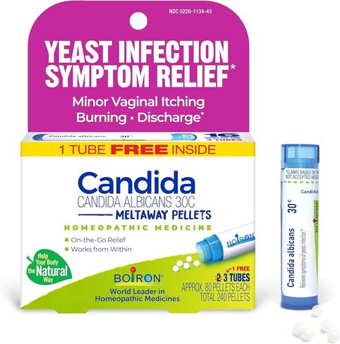 Boiron Candida 30C Homeopathic Medicine for Yeast Infection Symptom Relief Including Minor Vaginal Itching, Burning, and Discharge - 3 Count (240 Pellets) in Kuwait