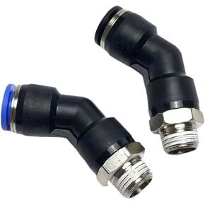 الكوع 45 درجة 1/8 بوصة 1/4 بوصة 3/8 بوصة 1/2 بوصة ذكر 10 مم أنبوب نحاسي هوائي دفع في توصيل الهواء المناسب إطلاق سريع (BSPP، 10MM_1/2 بوصة) in Kuwait