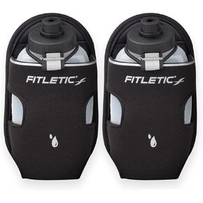 Fitletic - إضافة زجاجة الحافظة الإضافية ، حامل زجاجة ماء مع زجاجة ماء صافية للركض ، ترطيب (غطاء أسود ، 2x 8 أوقية) in Kuwait