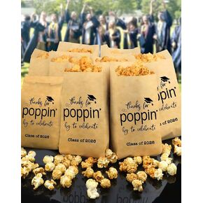 Class of 2026 Thanks for Popping By to Celebrate Popcorn Bags Graduation Party Favors Popcorn Treat Snack Goodie Paper Bags Grease Resistant (100) in Kuwait
