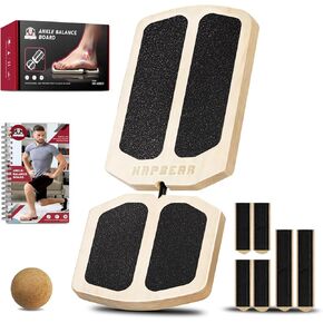 لوح توازن ساق واحدة من هاببير لإعادة تأهيل وتقوية الكاحل - 80 تكوينًا مع دليل العلاج الطبيعي وكرة التدليك - مثبت القدم لتخفيف التهاب اللفافة الأخمصية، وشفاء الكاحل الملتوي، وألم العرقوب، والتدريب على التوازن - معدات الصالة الرياضية المنزلية in Kuwait