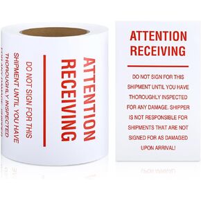 250 PCS Attention Receiving Shipping Labels - 6 x 10 Inch Silicone Coated Release Paper Shipping Warning Sticker for Handling and Packing in Kuwait