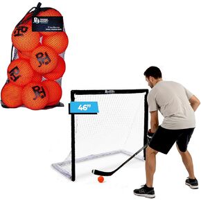 Premier Sports - مجموعة مرمى هوكي الشوارع وكرة القدم البلاستيكية مقاس 46 بوصة + 12 كرة هوكي شوارع مناسبة لجميع الأحوال الجوية in Kuwait
