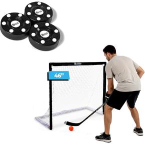 Premier Sports - مجموعة مرمى هوكي الشوارع وكرة القدم البلاستيكية مقاس 46 بوصة + 3 عبوات من كرات الهوكي المضمنة in Kuwait