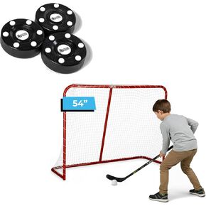 Premier Sports - مجموعة 54 بوصة من مرمى هوكي الشوارع Junior Steel + 3 عبوات من كرات الهوكي المضمنة in Kuwait