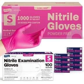 Nitrile Exam Gloves, 4 Mil 1000 Ct, Powder-Free Latex-Free Cooking Food-Safe Disposable Medical Gloves, Rose Orchid in Kuwait