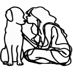 DICYWUDI Black Metal 15 * 10.6 inch Women And Dogs Wall Decor – Minimalist Wall Art for or Indoor Kitchen Bathroom Bedroom Living Room Dining Room in Kuwait