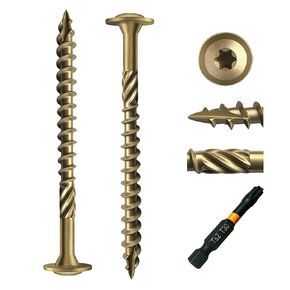 #14 × 3 بوصة مسامير متخلفة 50 قطعة. برغي خشبي هيكلي، برونزي، فولاذ كربوني، رأس غسالة، مطلي بمادة الإيبوكسي المقاوم للصدأ، لقمة نجمة T30 in Kuwait