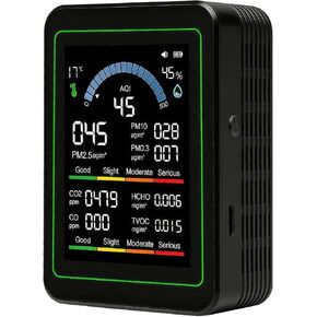 جهاز مراقبة جودة الهواء الداخلي 10 في 1، جهاز اختبار جودة الهواء الذكي المحمول، جهاز مراقبة جودة الهواء المحمول في الداخل، مع AQI، مناسب للمنزل والسيارات والمكتب والمدرسة والحضانة (أبيض) in Kuwait